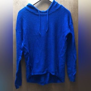 V Neck Lace Up Criss Cross Long Sleeve Drawstring Pullover Yarn Sweater Hoodie